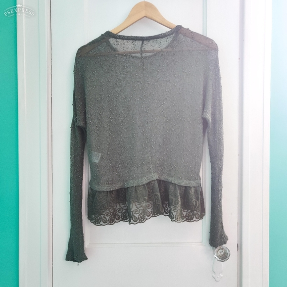 American Eagle See Through Green Bohemian Knit Sweater - Picture 4 of 11